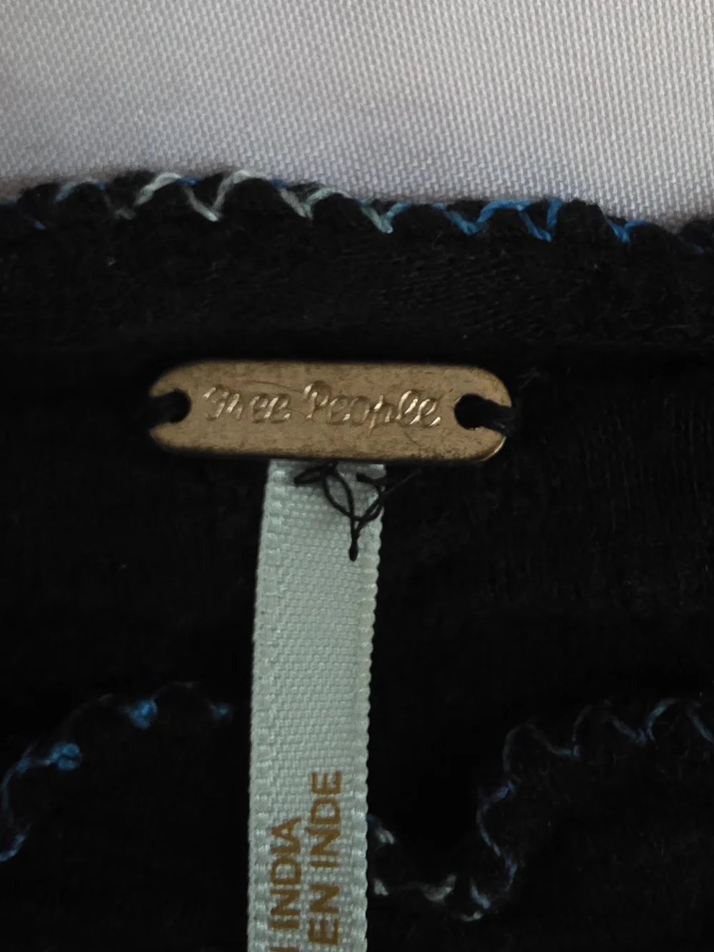 Free People Black Tunic with Yellow Embroidered Yoke